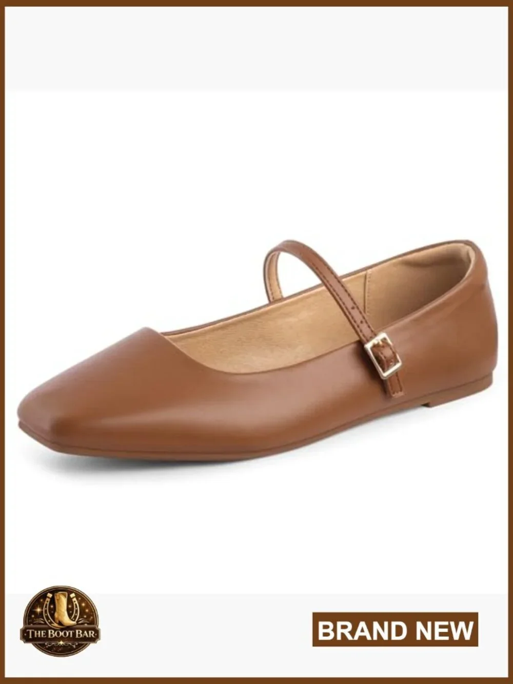 Women's Mary Jane Flats Adjustable Buckle Ballet Flats Square Toe Shoe